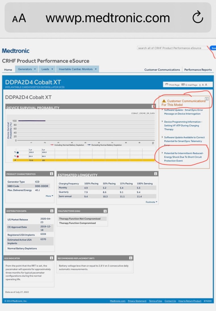 Medtronic picture of database issue
